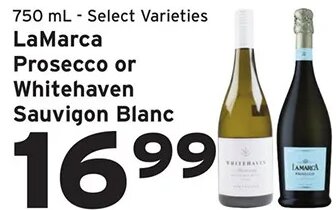 LaMarca Prosecco or Whitehaven Sauvignon Blanc at Hannaford