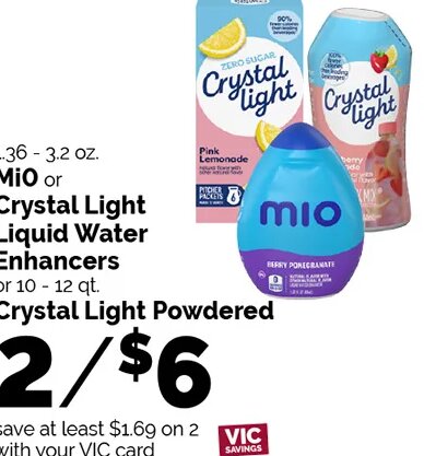 MiO or Crystal Light Liquid Water Enhancers or Crystal Light Powdered at Harris Teeter