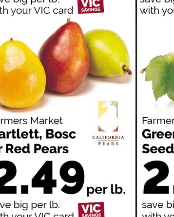 Farmers Market Bartlett, Bosc or Red Pears
