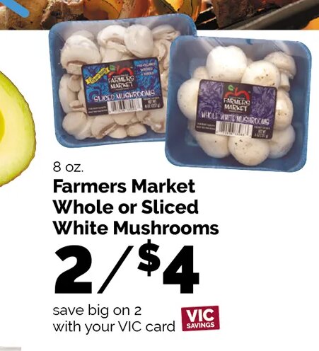 Farmers Market Whole or Sliced White Mushrooms
