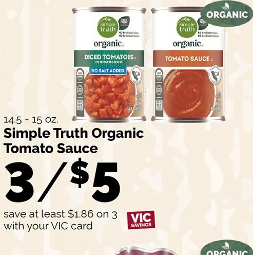 Simple Truth Organic Tomato Sauce