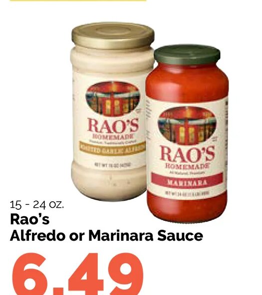 Rao's Alfredo or Marinara Sauce at Harris Teeter