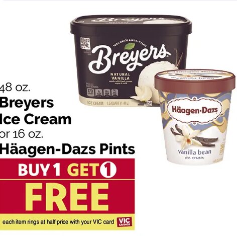 Breyers Ice Cream or Häagen-Dazs Pints