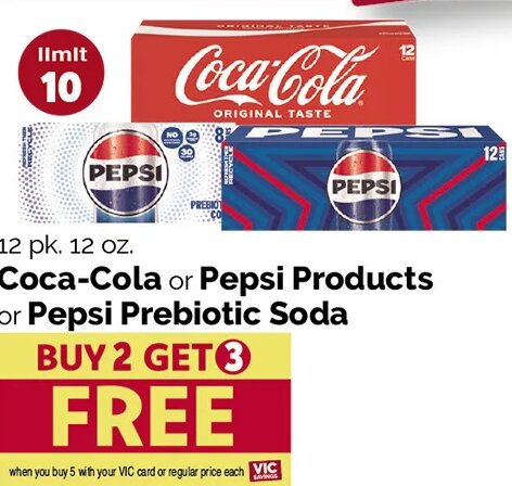 Coca-Cola or Pepsi Products or Pepsi Prebiotic Soda