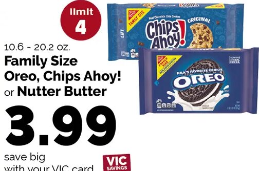 Family Size Oreo, Chips Ahoy! or Nutter Butter at Harris Teeter