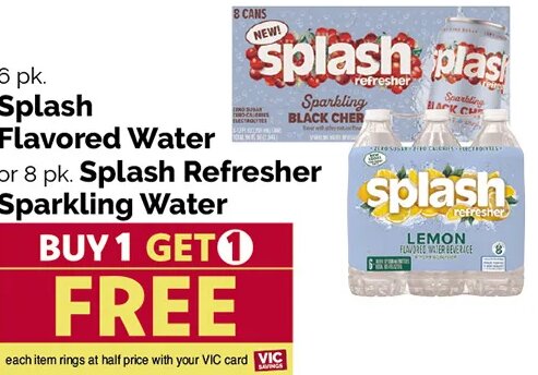 Splash Flavored Water or Splash Refresher Sparkling Water