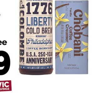 Chobani Coffee Creamer or LaColombe Cold Brew Coffee