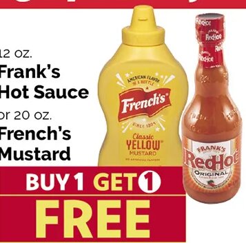 Frank's Hot Sauce or French's Mustard