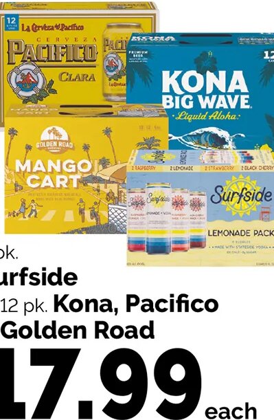 Surfside or 12 pk. Kona, Pacifico or Golden Road