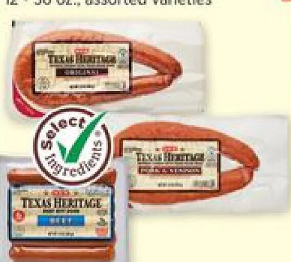 H-E-B Texas Heritage Smoked Sausage Rings, or Hot Dogs