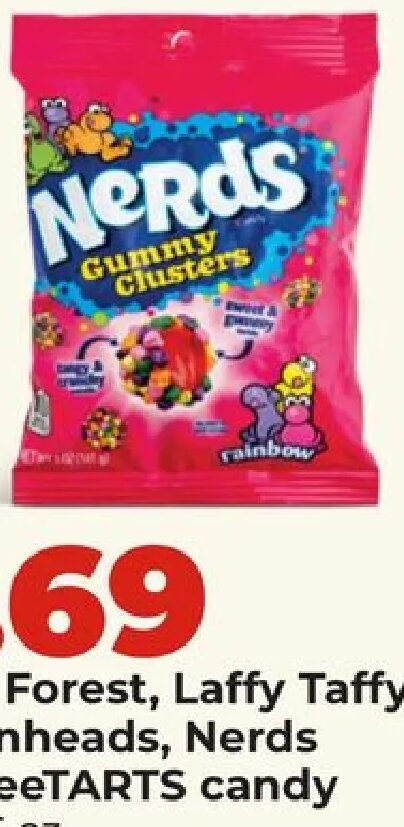 Black Forest, Laffy Taffy, Lemonheads, Nerds or SweeTARTS candy