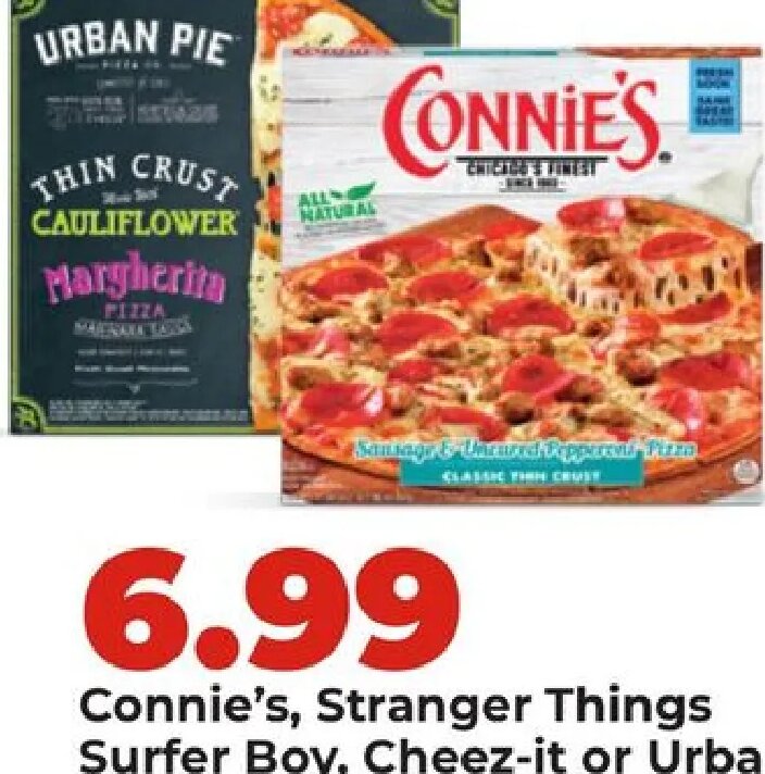 Connie's, Stranger Things Surfer Boy, Cheez-it or Urban Pie pizza