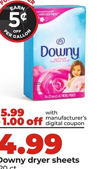 Downy dryer sheets at Hy-Vee