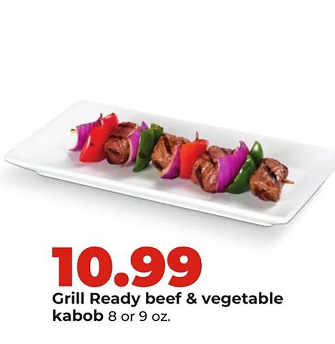 Grill Ready beef & vegetable kabob
