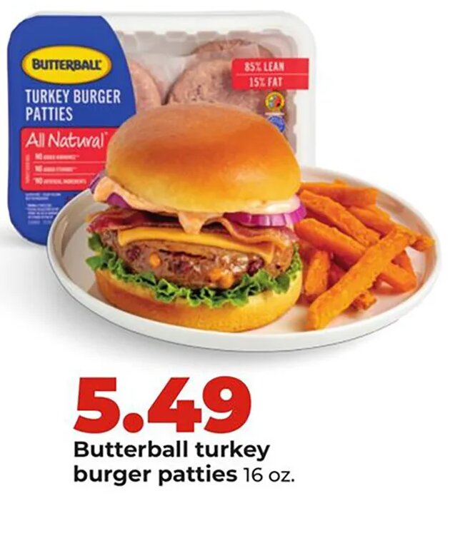 Butterball turkey burger patties at Hy-Vee