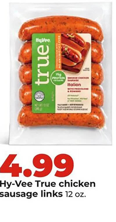 Hy-Vee True chicken sausage links at Hy-Vee