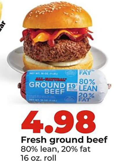 Fresh ground beef at Hy-Vee