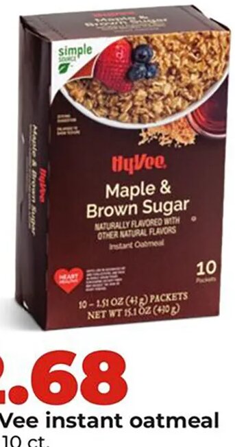 Hy-Vee instant oatmeal at Hy-Vee