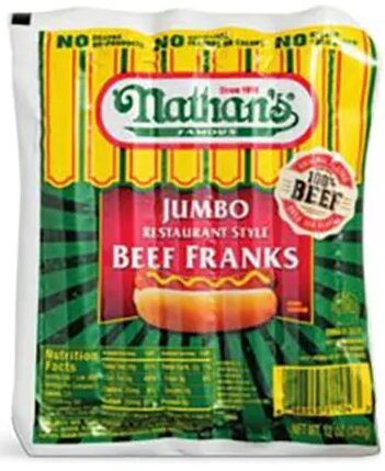 Nathan's Famous beef franks at Hy-Vee