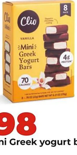 Clio mini Greek yogurt bars at Hy-Vee