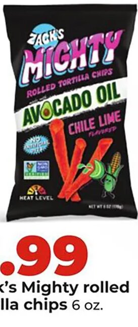Zack's Mighty rolled tortilla chips at Hy-Vee