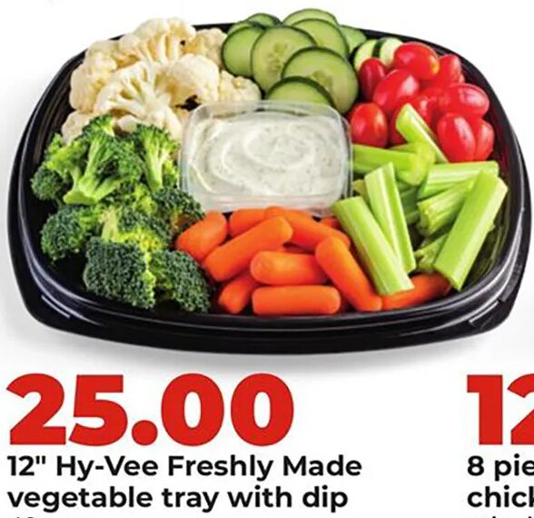 12" Hy-Vee Freshly Made vegetable tray with dip