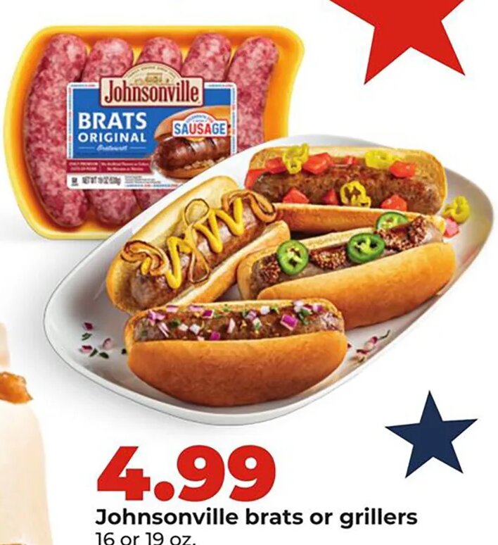Johnsonville brats or grillers at Hy-Vee