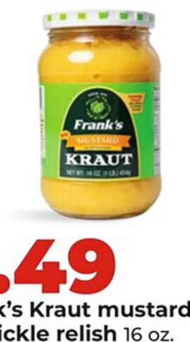 Frank's Kraut mustard with dill pickle relish