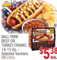 BALL PARK BEEF OR TURKEY FRANKS