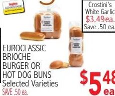 EUROCLASSIC BRIOCHE BURGER OR HOT DOG BUNS