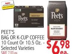 Peet's Bag or K-Cup Coffee at Ingles Markets