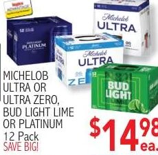 Michelob Ultra or Ultra Zero, Bud Light Lime or Platinum at Ingles Markets