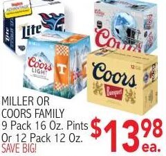 Miller or Coors Family at Ingles Markets