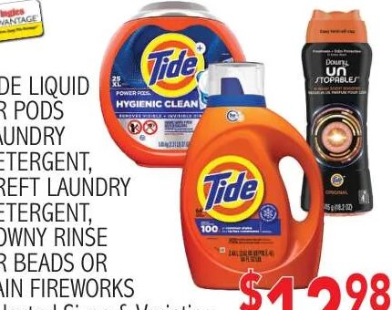 Tide Liquid or Pods Laundry Detergent, Dreft Laundry Detergent, Downy Rinse or Beads or Gain Fireworks at Ingles Markets