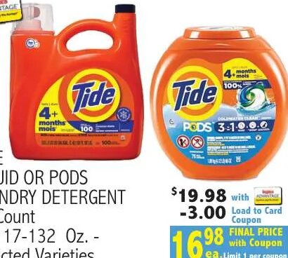 Tide Liquid or Pods Laundry Detergent at Ingles Markets