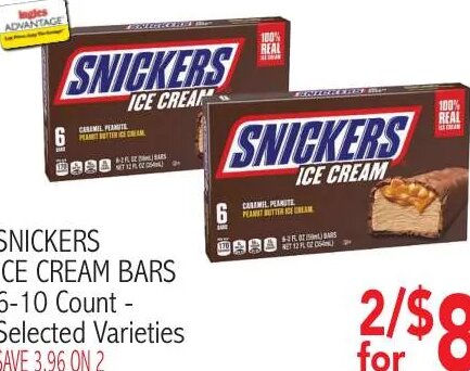 Snickers Ice Cream Bars at Ingles Markets