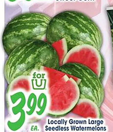 Locally Grown Large Seedless Watermelons at Jewel-Osco