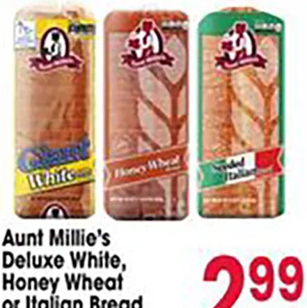 Aunt Millie's Deluxe White, Honey Wheat or Italian Bread at Jewel-Osco