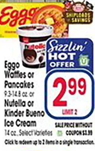 Eggo Waffles or Pancakes, Nutella or Kinder Bueno Ice Cream at Jewel-Osco