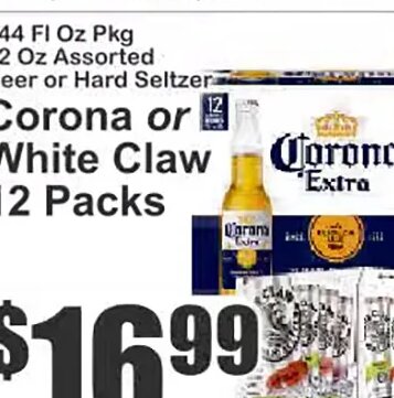 Corona or White Claw 12 Packs at Key Food