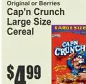 Cap'n Crunch Large Size Cereal at Key Food