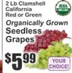Organically Grown Seedless Grapes at Key Food