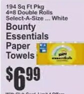 Bounty Essentials Paper Towels at Key Food