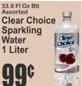 Clear Choice Sparkling Water 1 Liter at Key Food