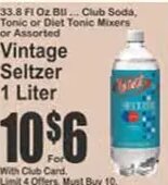 Vintage Seltzer 1 Liter at Key Food
