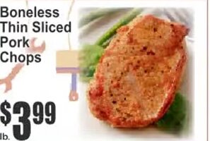 Boneless Thin Sliced Pork Chops at Key Food