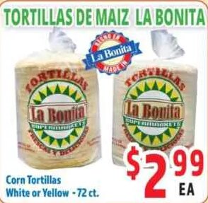 Tortillas de Maiz La Bonita at La Bonita