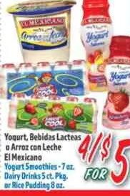 El Mexicano Yogurt Smoothies or Rice Pudding at La Bonita