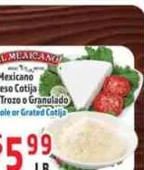 El Mexicano Queso Cotija en Trozo o Granulado