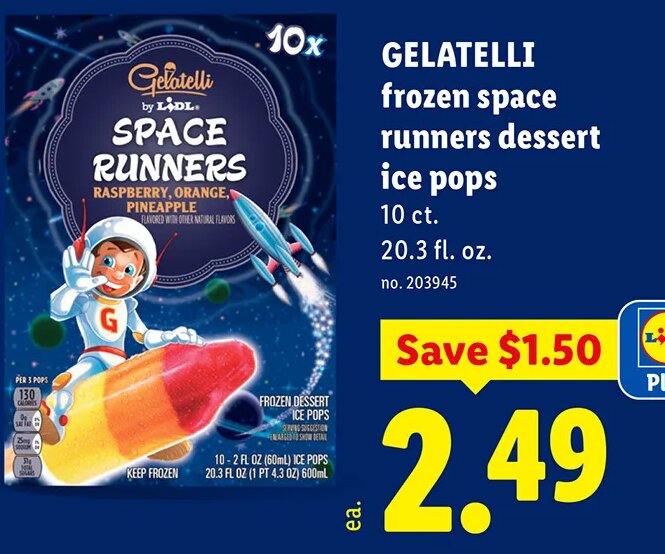 GELATELLI frozen space runners dessert ice pops